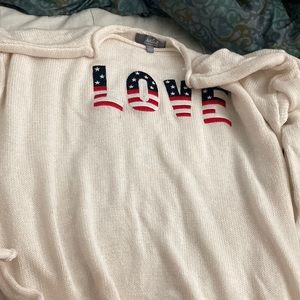 Cute wool sweater with american flag word “love”